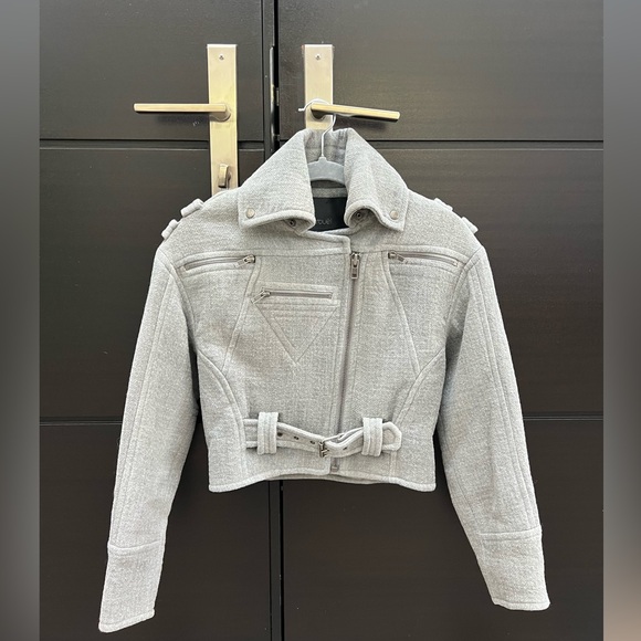 Yigal Azrouel Jackets & Blazers - Yigal Azrouel Gray Cropped Jacket with Belted Waist